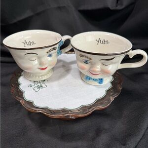 Vintage Winking Mr. And Mrs. Yum Irish Coffee Cups